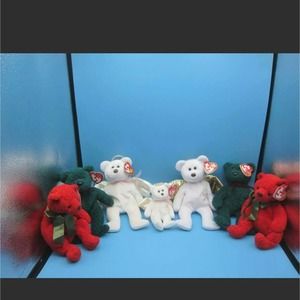 TY Beanie Baby Bears Teenie Beanie ornament Lot 7 Angel Holiday 2001 Mis…